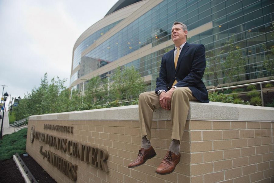 Scott Barnes overlooks his new stomping grounds as Pitt's athletic director.