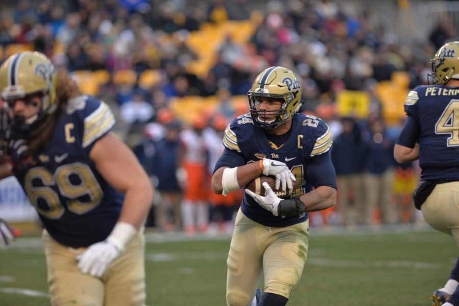 Pitt RB James Conner tallied 160 total yards and three touchdowns in Pitt's 76-61 win over Syracuse. Steve Rotstein | Contributing Editor