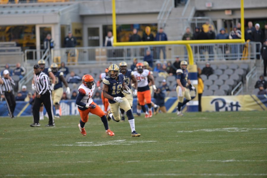 Pitt senior WR Dontez Ford breaks loose for a 79-yard touchdown reception in the fourth quarter. Steve Rotstein | Contributing Editor