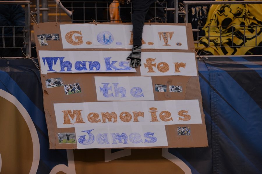 Fans brought signs thanking several of Pitt's 19 seniors for their final home game, as well as redshirt junior James Conner, who will decide after Pitt's bowl game whether he will turn pro or return for one more season. Steve Rotstein | Contributing Editor