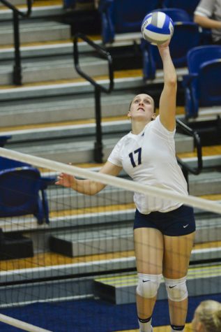 Nika Markovic served a crucial ace in Pitt's 35-33 set win against North Carolina State. Jeff Ahearn | Senior Staff Photographer