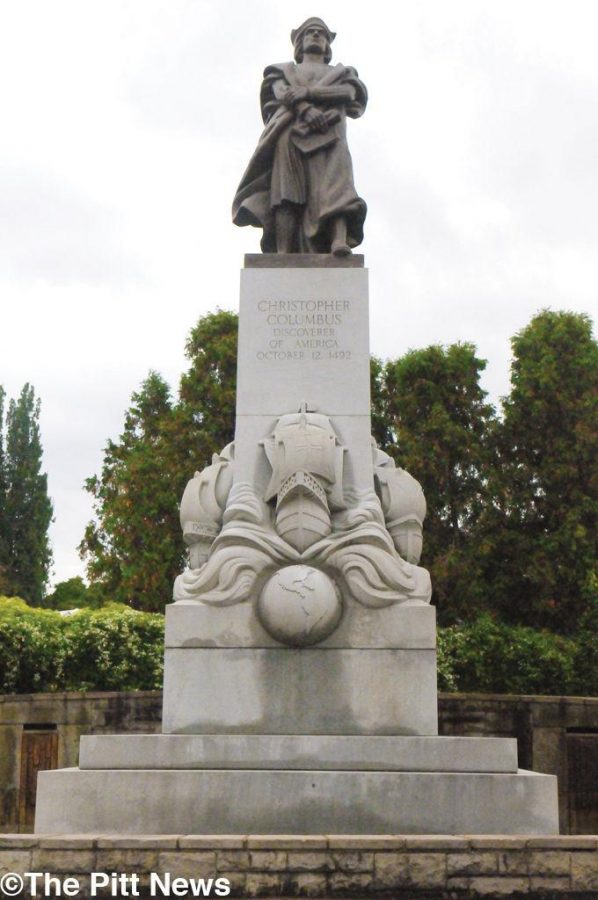 In years past vandals have defaced the Christopher Columbus statue outside of Schenley Park. 