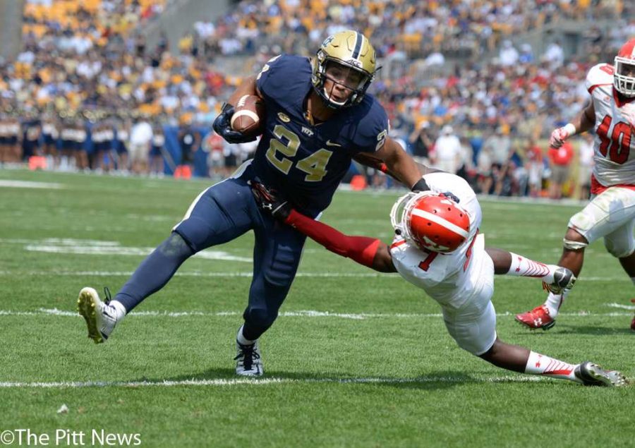 Pitt running back James Conner will take the field Saturday for the first time since recovering from a torn MCL and Hodgkins lymphoma. Jeff Ahearn | Assistant Visual Editor
