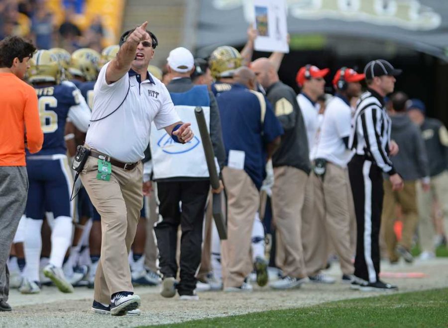 Narduzzi expresses his frustration on the field on Friday.  Wenhao Wu | Staff Photographer