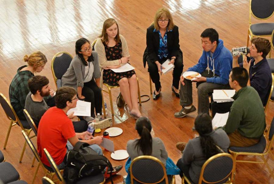 Students form small groups to discuss improvement strategies for Pitt at the first  open student forum.  Jeff Ahearn | Assistant Visual Editor