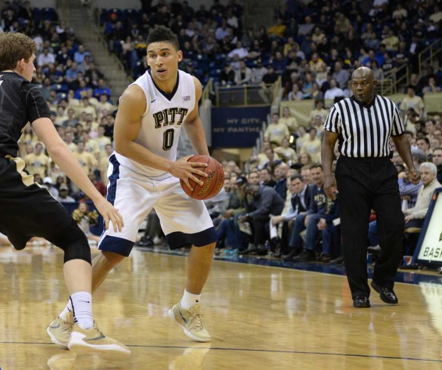 Senior James Robinson lead Pitt in Tuesday nights game with the most baskets.  Wenhao Wu | Staff Photographer