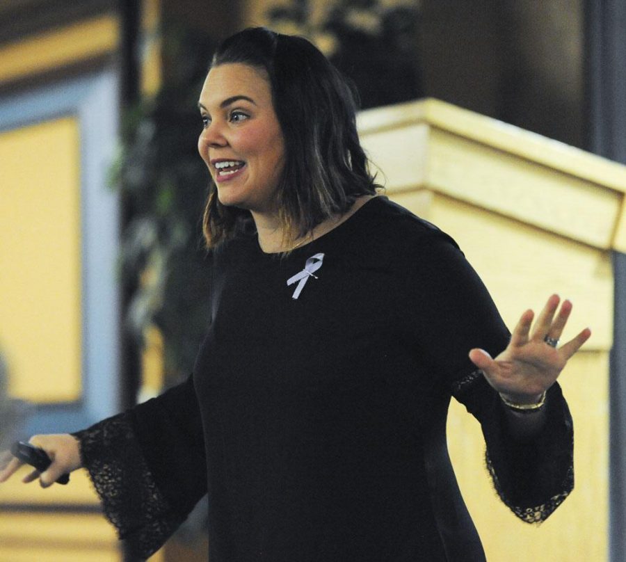 Doves Campaign for Real Beauty model, Stacy Nadeau,  spoke to students in the OHara Student Center Tuesday night.  Jordan Mondell | Staff Photographer 