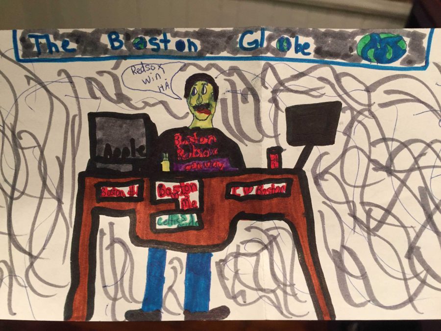 An elementary-aged Brady McCollough dreamed of being a sports reporter at The Boston Globe. | Courtesy of Brady McCollough. 