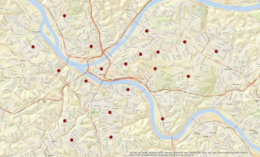 A map of Pittsburghs public libraries. Courtesy of Emily Hower