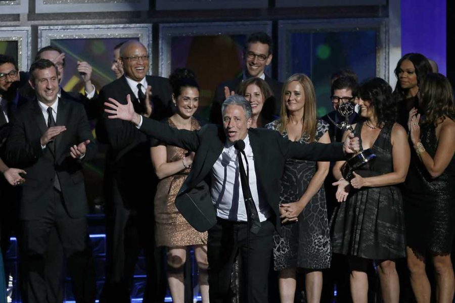 Jon Stewart on stage at the 64th Annual Primetime Emmy Awards at Nokia Theatre, L.A. Live, in Los Angeles, California. (Mark Boster/Los Angeles Times/MCT)