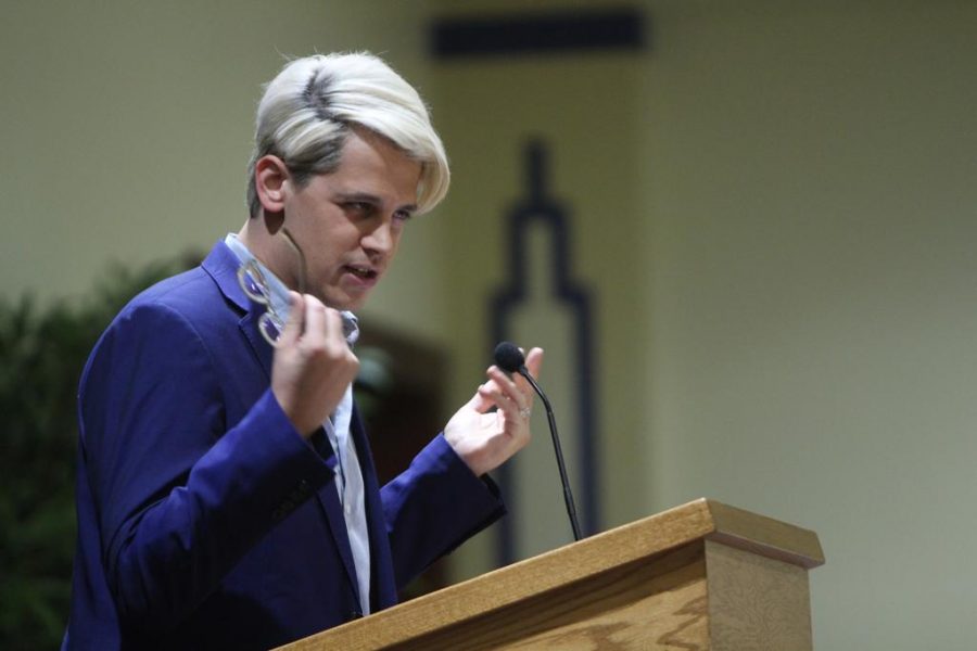 Milo Yiannopoulos spoke in front of a packed room Monday night.  Donny Falk | Staff Photographer