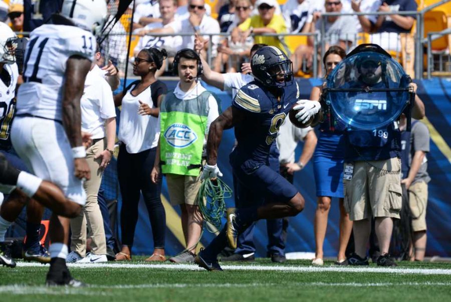 Jordan Whiteheads 59-yard interception return TD gave Pitt its first lead just before halftime in a 45-31 win at Virginia. Pictured vs. Penn State Sept. 10. Jeff Ahearn | Senior Staff Photographer
