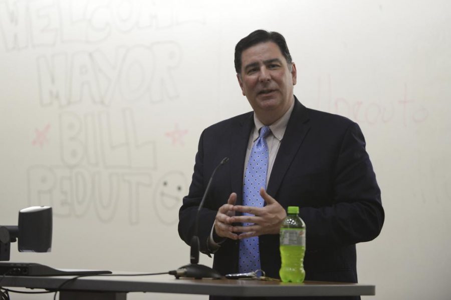 Mayor Bill Peduto speaks to Pitt College Dems about innovation and the importance of political involvement.