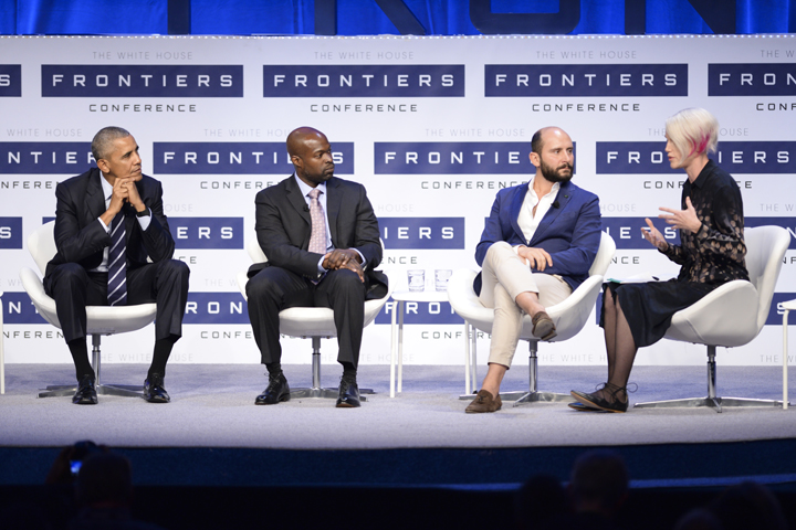 President Obama joins a panel of scientists and innovators at the White House Frontier Conference Plenary Session at Carnegie Mellon University | Jordan Mondell, Assistant Visual Editor