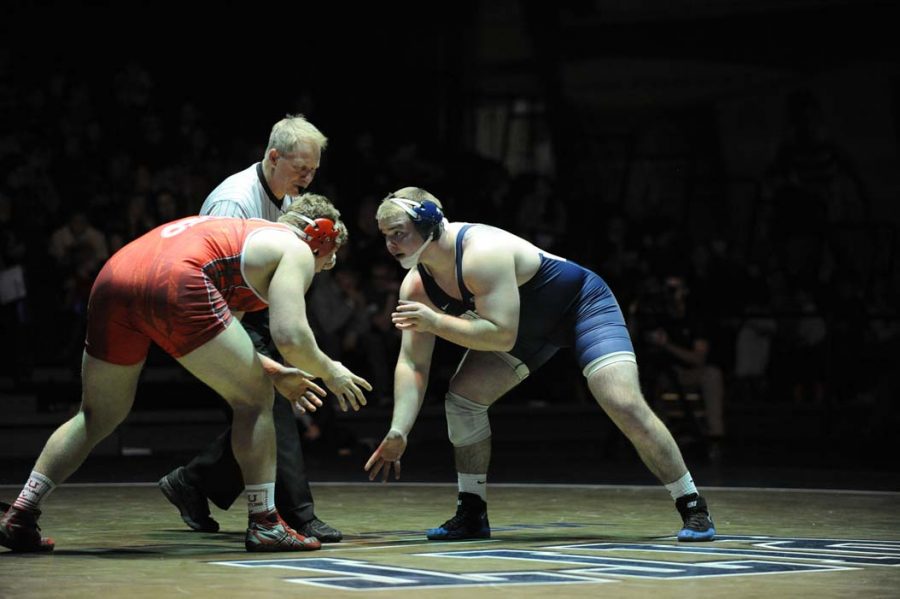 Pitt redshirt junior Ryan Solomons victory in the 285-pound match secured the Panthers 20-16 victory against Edinboro Sunday. Courtesy Pete Madia / Pitt Athletics