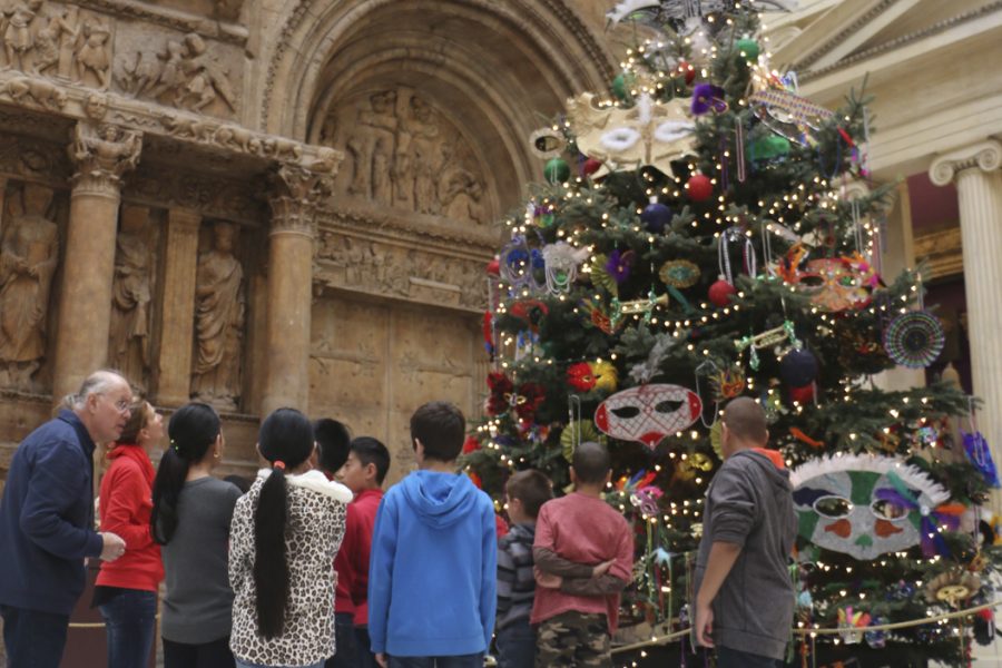 The five towering evergreens in the CMOA are decorated with focus on specific countries. Emily Brindley | Contributing Editor