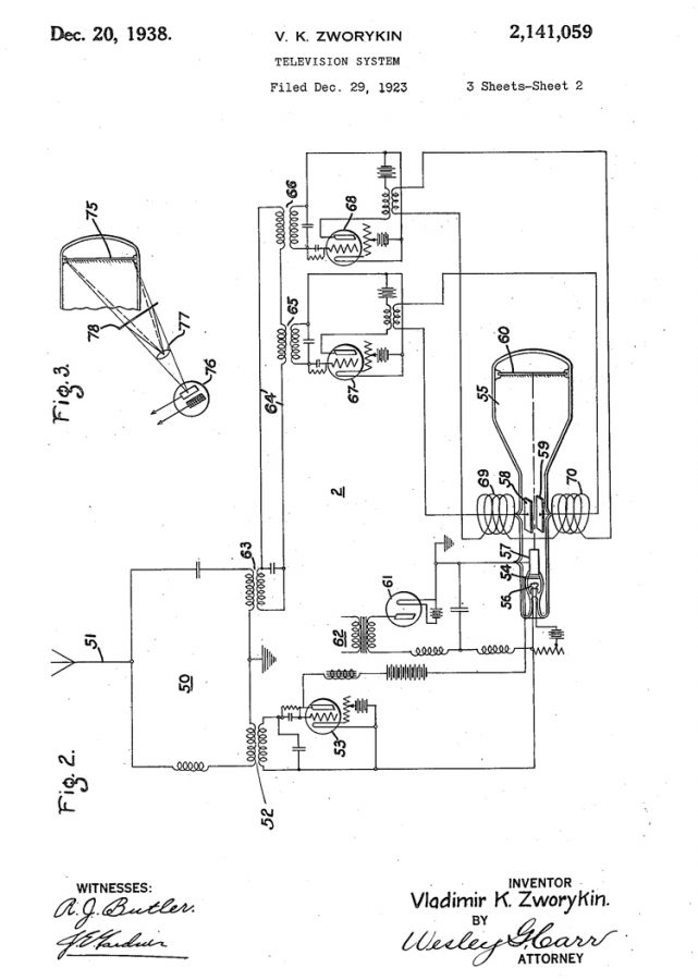 Part of Zworykin's 1923 patent. United States Patent Office