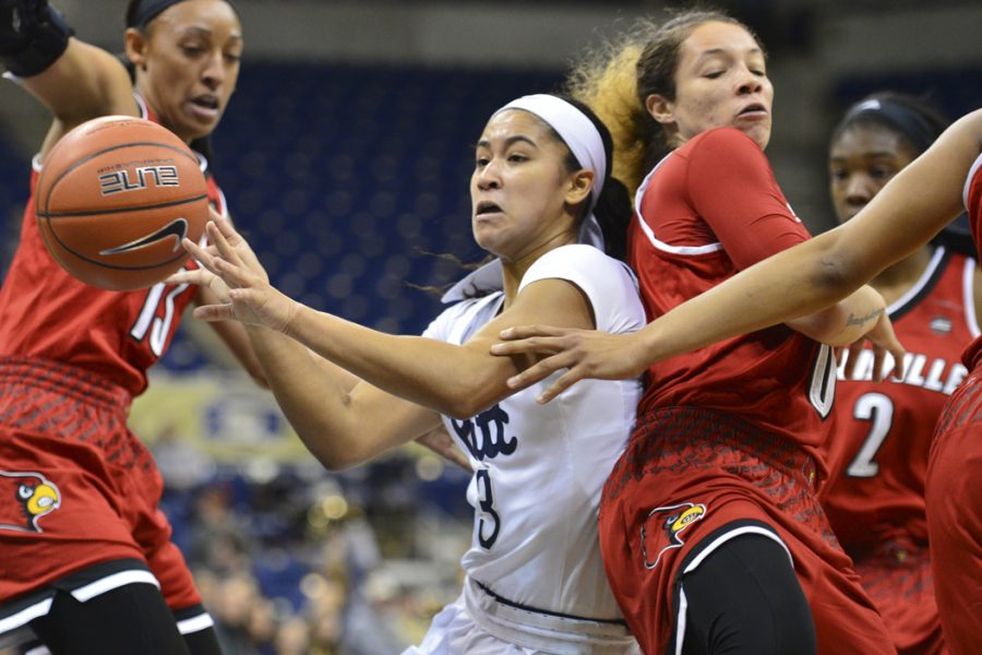 The No. 9 Louisville Cardinals used an explosive third-quarter run to pull away for a 63-48 victory Sunday against Jasmine Whitney (3) and the Panthers. Evan Meng | Staff Photographer
