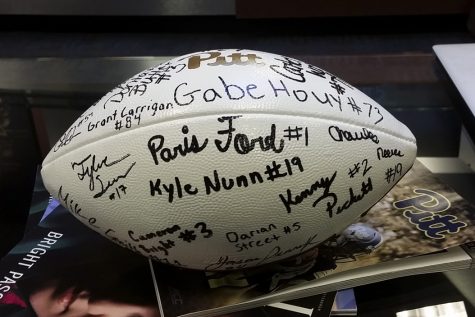 The commemorative football that all the recruits in Pitt's 2017 class signed upon committing. Steve Rotstein | Contributing Editor