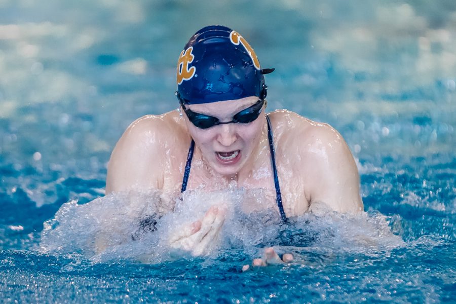 Junior Lina Rathsack broke Pitt swimming records on back-to-back days at the ACC Championships in Atlanta. Courtesty of Jeff Gamza/Pitt Athletics