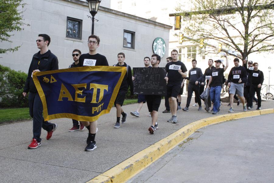 Students dressed in all black and walked from Trees Hall to the WPU in support of those who lost their lives in the Holocaust. Thomas Yang | Staff Photographer