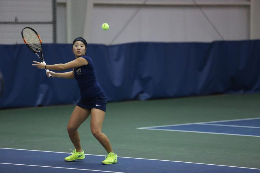 Natsumi Okamoto was the only member of the Pitt tennis team to win a match this weekend. Courtesy of Pitt Athletics