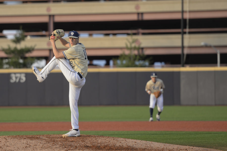 Pitt freshman pitcher Dan Hammer battled against Georgia Tech’s Keyton Gibson as the Panthers dropped the second game of the series, 4-3. TPN File Photo