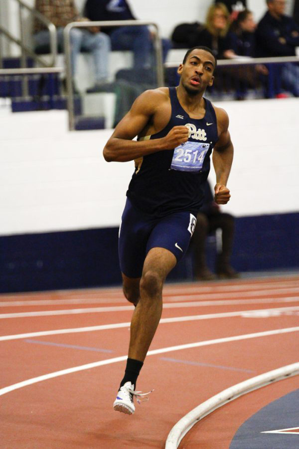 Senior hurdler Desmond Palmer made the finals of the 400m hurdles and 110m hurdles, earning first team All-America honors in both events. (Photo Courtesy of Pitt Athletics)