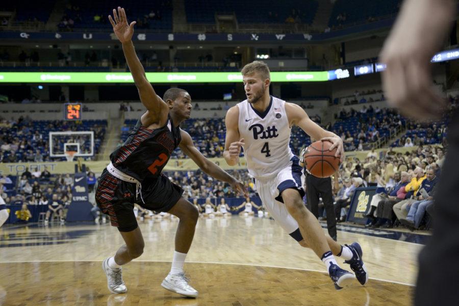 Senior forward Ryan Luther will have to improve his game and become a team leader if the Panthers are to compete in the ACC this season. (Photo by Wenhao Wu | Senior Staff Photographer)
