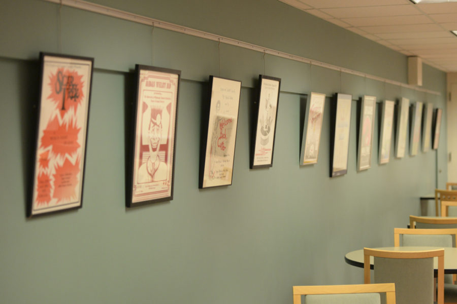 A Scope and Scalpel exhibit in Scaife Hall showcases playbills from med student productions over the past 63 years. (Photo by Maria Heines | Staff Photographer)