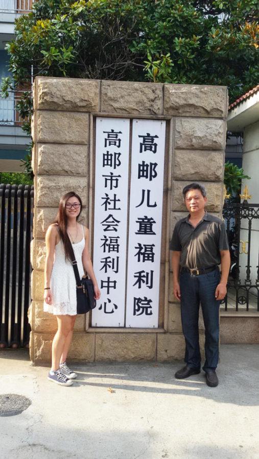 Kim Rooney (left) studied abroad in China this summer and visited the welfare center in Gaoyou. (Photo Courtesy of Kim Rooney)