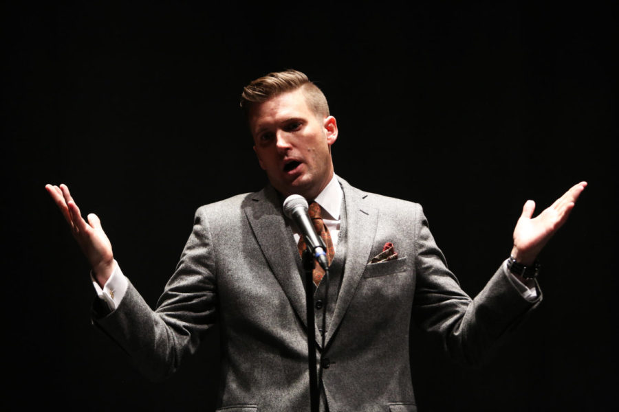 White nationalist Richard Spencer holds a news conference before giving a speech Oct. 19 at the University of Florida in Gainesville, Florida. (Ricardo Ramirez-Buxeda/Orlando Sentinel/TNS)