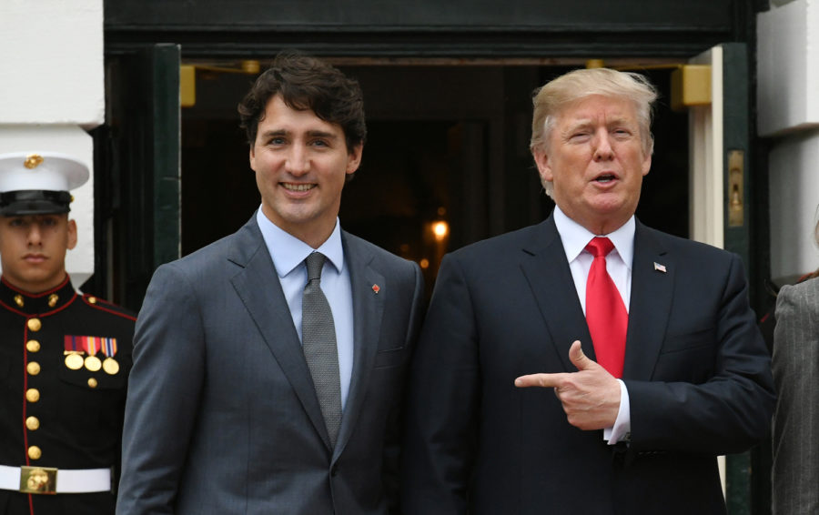 U.S. President Donald Trump welcomes Canadian Prime Minister Justin Trudeau to the White House on Wednesday, Oct. 11, 2017 in Washington D.C. (Olivier Douliery/Abaca Press/TNS)