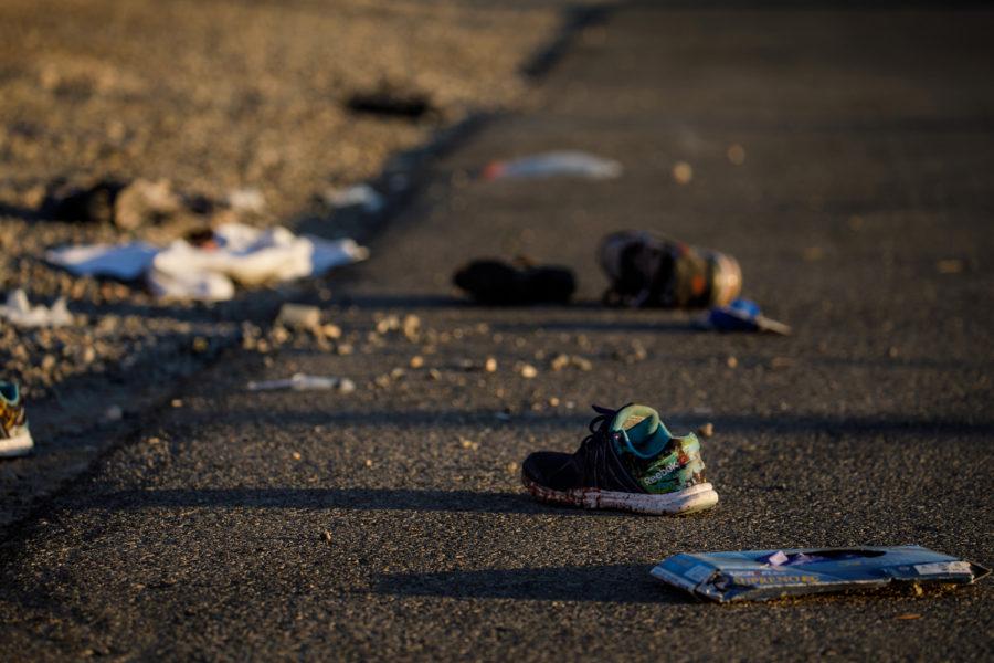 Discarded personal items covered in blood sit on Kovaln Lane, in the aftermath of the mass shooting in Las Vegas, Nevada.  (Marcus Yam/Los Angeles Times/TNS)