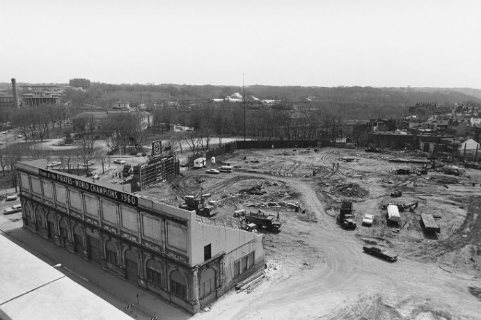 Posvar Hall was built on the plot where Forbes Field was demolished.(Photos via ULS Archives)