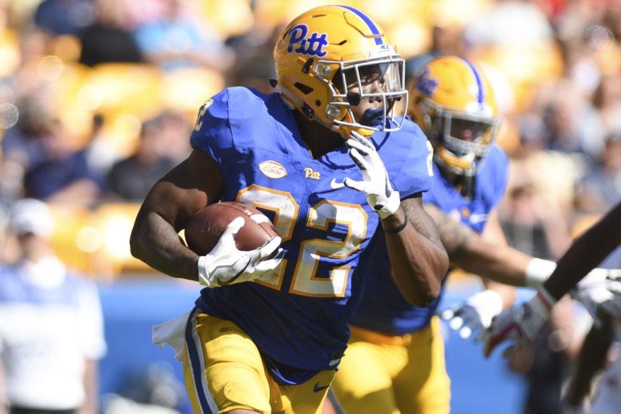 Junior running back Darrin Hall completed a 92-yard rush — the longest touchdown run in the history of Pitt football — during the team’s defeat of Duke. (Photo by Anna Bongardino | Assistant Visual Editor)