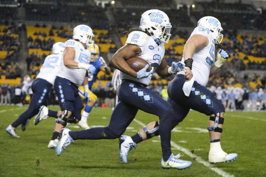 In a back-and-forth game, North Carolina defeated Pitt for the third year in a row at Heinz Field Thursday night, 34-31. (Photo by John Hamilton | Managing Editor)
