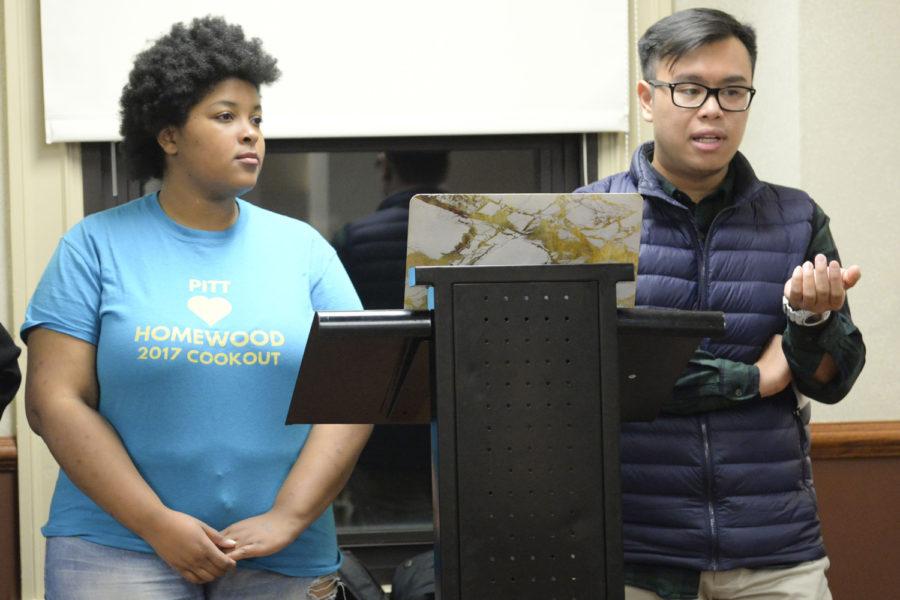 Jasmine Green and Albert Tanjaya discussed the difficulties both African-American and Asian-American communities face during an event Wednesday night. (Photo by Issi Glatts | Staff Photographer)