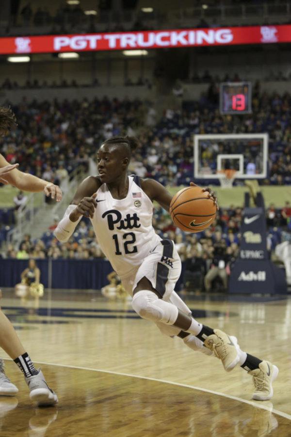 Returning from a season-long injury, redshirt junior forward Yacine Diop came back and dominated Pitt women’s basketball team’s two holiday break games. (Photo by Thomas Yang | Senior Staff Photographer)