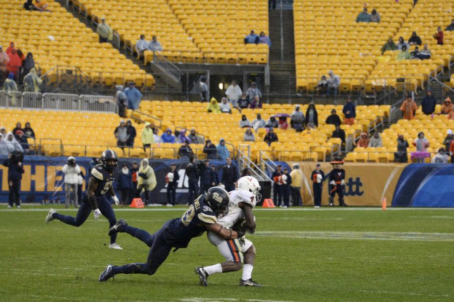 A small crowd watches as Pitt beats Virginia on a cold day last month. (Photo by Wenhao Wu | Assistant Visual Editor) 
