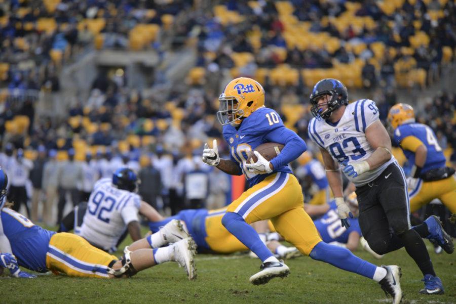 Wide receiver Quadree Henderson recorded 767 kick return yards in the 2017 season. He announced Monday he will not be returning for his final football season and will instead enter the 2018 NFL Draft. (Photo by Jordan Mondell / Contributing Editor)