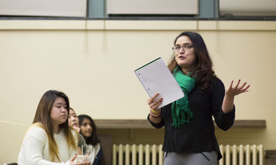 Rukmini Foundation liaison Bhakti Patel discusses the importance of women’s education in Nepal at the Asian Student Association’s “Above and Beyond the Bamboo Ceiling” event Wednesday night. (Photo by Thomas Yang | Visual Editor)