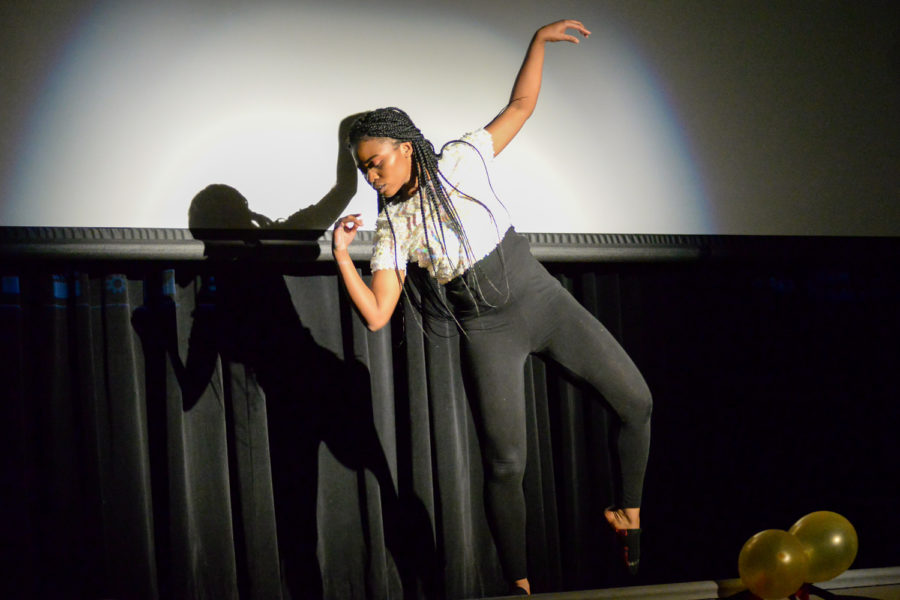 Uyai Akpakpan, representing the country of Somalia, danced to original choreography as her talent portion at the sixth annual African Pageant hosted by the African Students Organization Friday night. (Photo by Issi Glatts | Assistant Visual Editor)