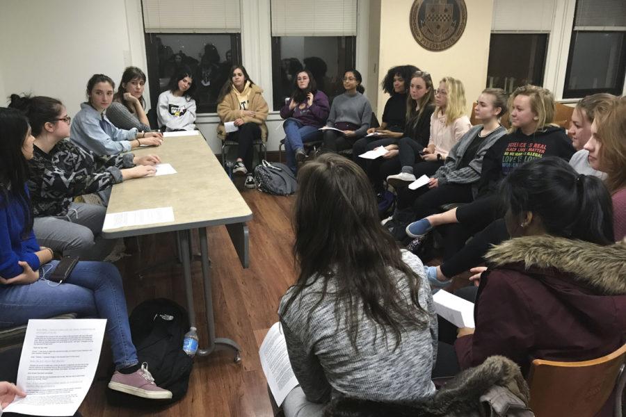 The American Association of University Women club invited Pitt students to a discussion about the recent events regarding Aziz Ansari and the sexual assault claim made against him Monday night in the William Pitt Union. (Photo by Annemarie Yurik | Contributing Staff)