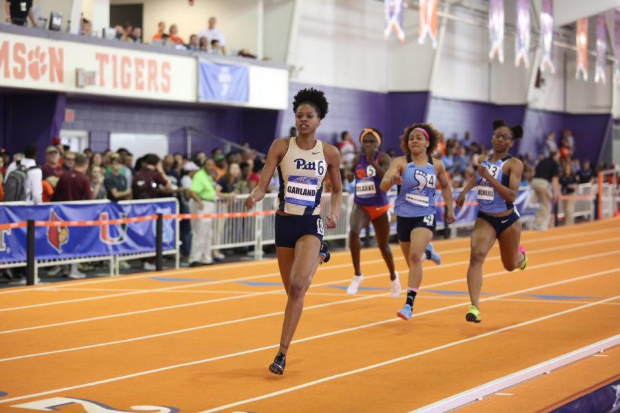 Senior Desiree Garland earned Pitt’s first ACC women’s indoor track and field gold medal in the 400m dash at the ACC Indoor Track and Field Championships Saturday. (Courtesy of Pitt Athletics)
