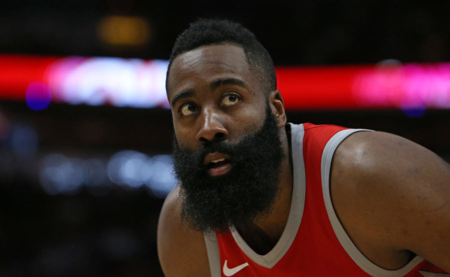 The Houston Rockets James Harden looks on during the fourth quarter against the Miami Heat at the AmericanAirlines Arena in Miami on February 7, 2018. The Rockets are in Los Angeles to take on the Clippers on Wednesday, Feb. 28, 2018. (David Santiago/El Nuevo Herald/TNS)