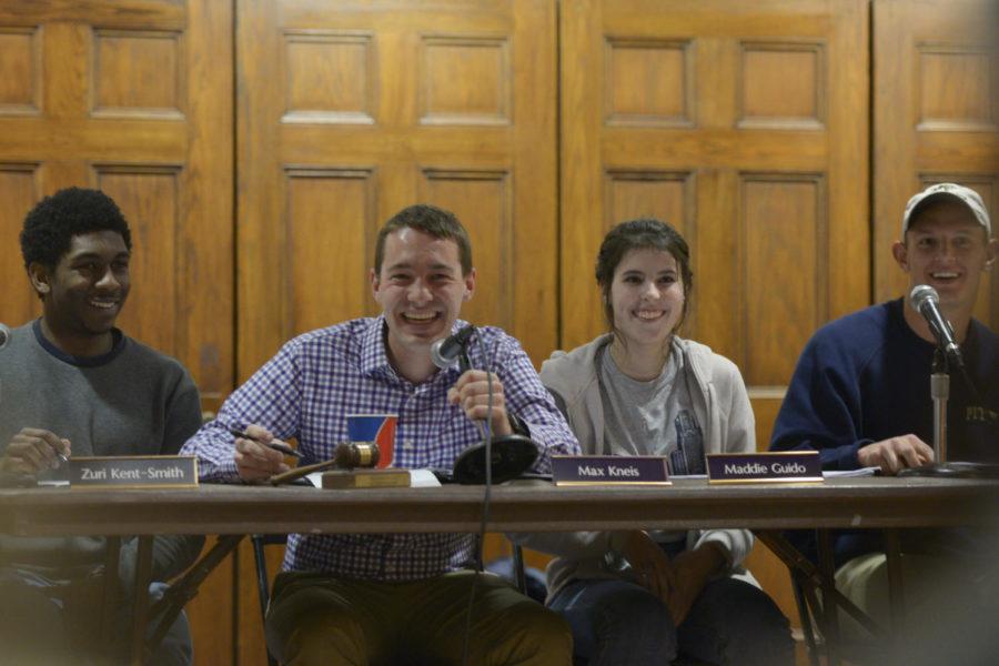 Board members laugh at Tuesdays SGB meeting. (Photo by Sarah Cutshall / Visual Editor)