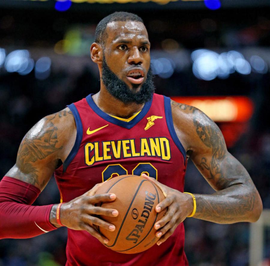 The Cleveland Cavaliers’ LeBron James on the court against the Miami Heat in Miami March 27. (Charles Trainor Jr./Miami Herald/TNS)