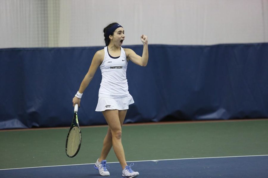 Brazilian junior Gabriela Rezende, grew up learning Spanish, while other teammates were immersed in Japanese, Portuguese and English. (Courtesy of Pitt Athletics)