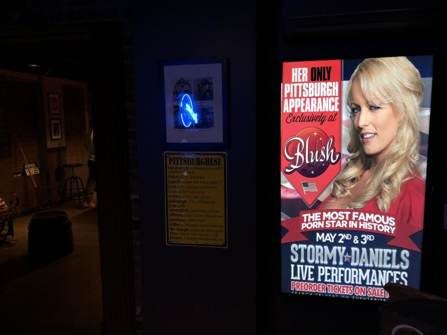 Blush advertised Stormy Daniels as The Most Famous Porn Star In History leading up to her performances at the Downtown Pittsburgh strip club. (Photo by Christian Snyder | Editor-in-chief)